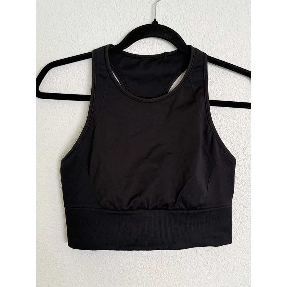 Lululemon Ebb to Train Bra Black High Neck Racerback Sports Bra Size 8